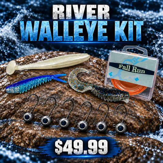 River Walleye Kit with Twin Cities Tackle plastics, jig heads and braided line